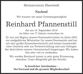 Traueranzeige von Reinhard Pfannenstill von Super Sonntag Bernburg