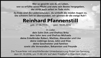 Traueranzeige von Reinhard Pfannenstill von Mitteldeutsche Zeitung Bernburg