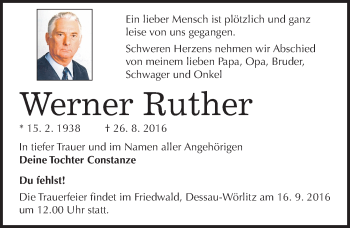 Traueranzeige von Werner Ruther von Mitteldeutsche Zeitung Dessau-Roßlau