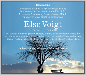 Traueranzeige von Else Voigt von Mitteldeutsche Zeitung Halle/Saalkreis