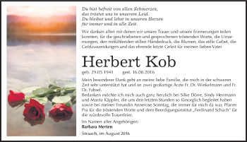 Traueranzeige von Herbert Kob von Mitteldeutsche Zeitung Wittenberg