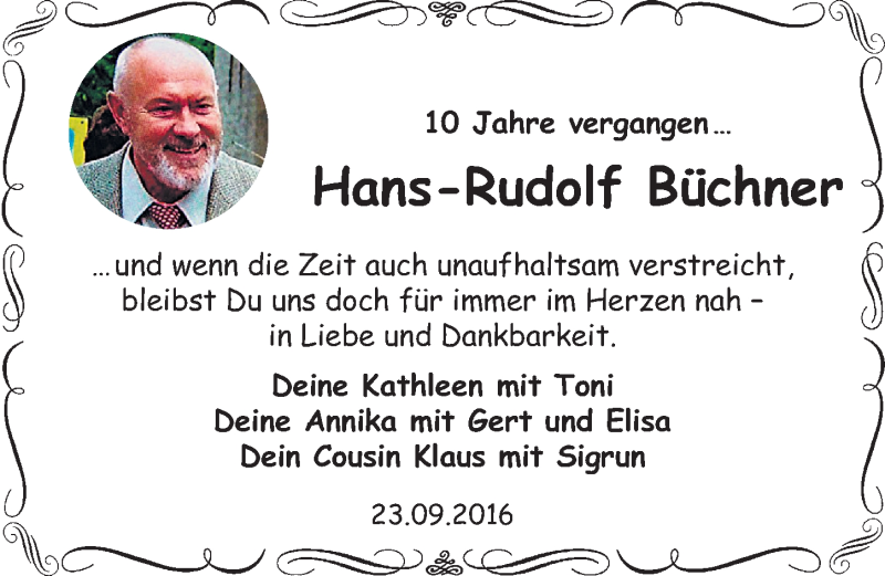  Traueranzeige für Hans-Rudolf Büchner vom 23.09.2016 aus Mitteldeutsche Zeitung Merseburg/Querfurt