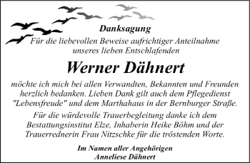 Traueranzeige von Werner Dähnert von Mitteldeutsche Zeitung Dessau-Roßlau