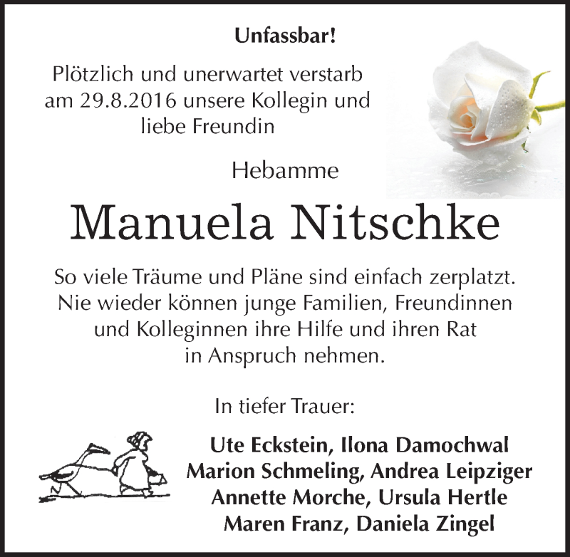  Traueranzeige für Manuela Nitschke vom 07.09.2016 aus Mitteldeutsche Zeitung Halle/Saalkreis