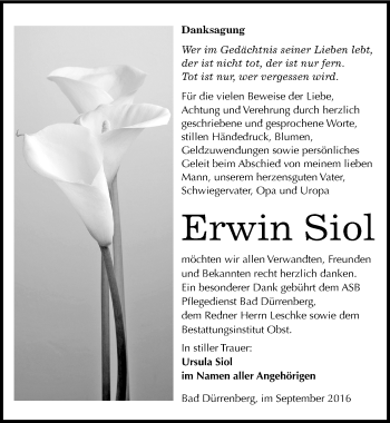 Traueranzeige von Erwin Siol von Mitteldeutsche Zeitung Merseburg/Querfurt