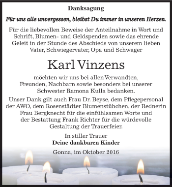 Traueranzeige von Karl Vinzens von Mitteldeutsche Zeitung Sangerhausen