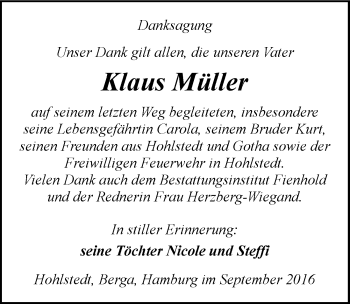 Traueranzeige von Klaus Müller von Mitteldeutsche Zeitung Sangerhausen