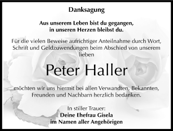 Traueranzeige von Peter Haller von Mitteldeutsche Zeitung Weißenfels