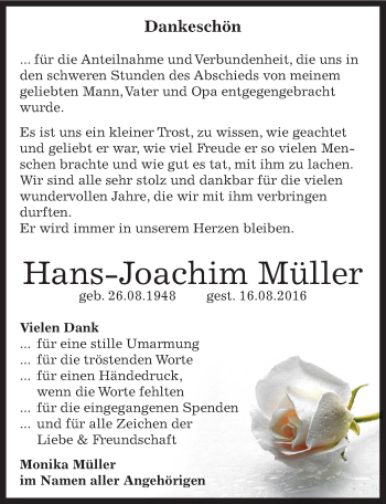 Traueranzeige von Hans-Joachim Müller von Mitteldeutsche Zeitung Zeitz
