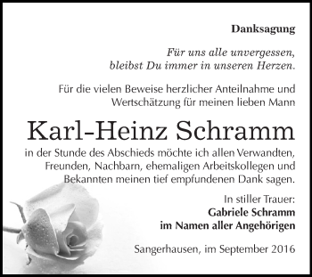 Traueranzeige von Karl-Heinz Schramm von Super Sonntag SGH Mansf. Land