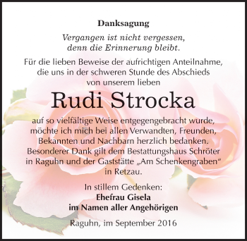 Traueranzeige von Rudi Strocka von Mitteldeutsche Zeitung Bitterfeld