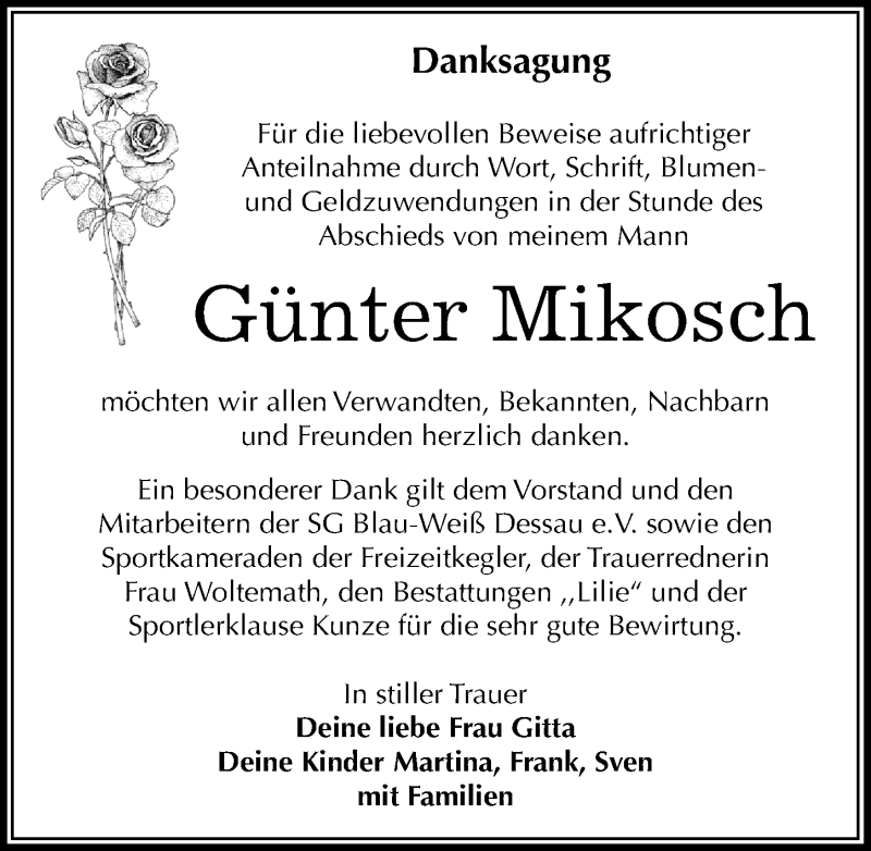  Traueranzeige für Günter Mikosch vom 03.09.2016 aus Mitteldeutsche Zeitung Dessau-Roßlau