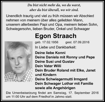 Traueranzeige von Egon Straach von Mitteldeutsche Zeitung Wittenberg