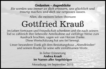 Traueranzeige von Gottfried Krauß von Mitteldeutsche Zeitung Merseburg/Querfurt