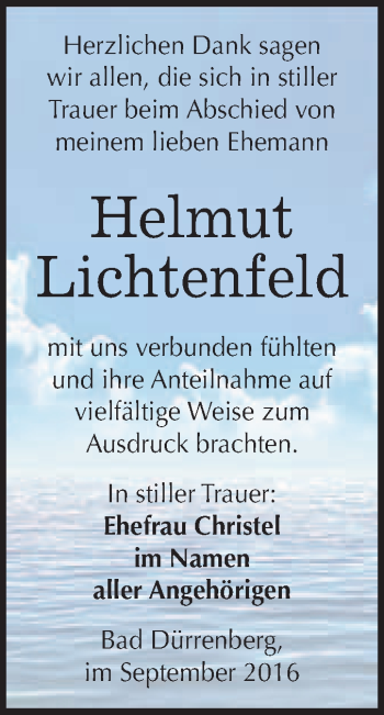 Traueranzeige von Helmut Lichtenfeld von WVG - Wochenspiegel Merseburg