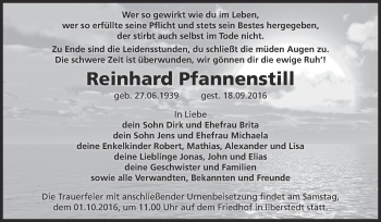 Traueranzeige von Reinhard Pfannenstill von Super Sonntag Bernburg