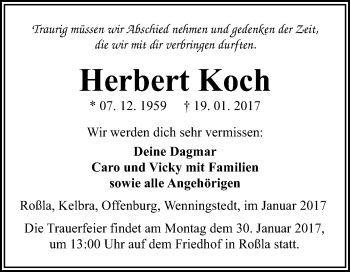 Traueranzeige von Herbert Koch von Super Sonntag SGH Mansf. Land