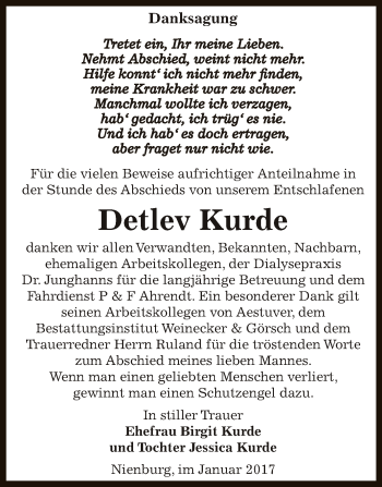 Traueranzeige von Detlev Kurde von Super Sonntag Bernburg