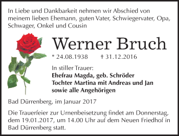 Traueranzeige von Werner Bruch von Mitteldeutsche Zeitung Merseburg/Querfurt