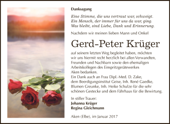 Traueranzeige von Gerd-Peter Krüger von WVG - Wochenspiegel Dessau / Köthen
