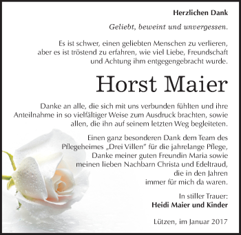 Traueranzeige von Horst Maier von Mitteldeutsche Zeitung Weißenfels