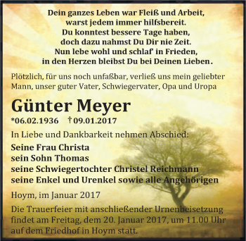 Traueranzeige von Günter Meyer von Mitteldeutsche Zeitung Aschersleben