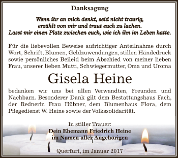 Traueranzeige von Gisela Heine von Super Sonntag Halle