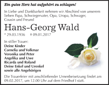 Traueranzeige von Hans-Georg Wald von LDES,LKTN