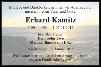 Traueranzeige von Erhard Kamitz von Super Sonntag Aschersleben