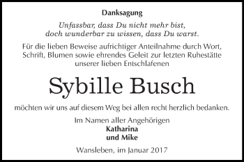 Traueranzeige von Sybille Busch von Super Sonntag Halle