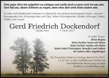 Traueranzeige von Gerd Friedrich Dockendorf von Mitteldeutsche Zeitung Dessau-Roßlau