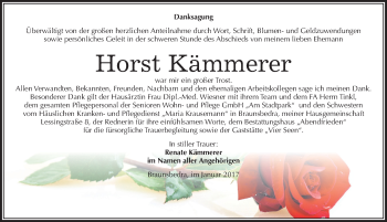 Traueranzeige von Horst Kämmerer von Mitteldeutsche Zeitung Merseburg/Querfurt