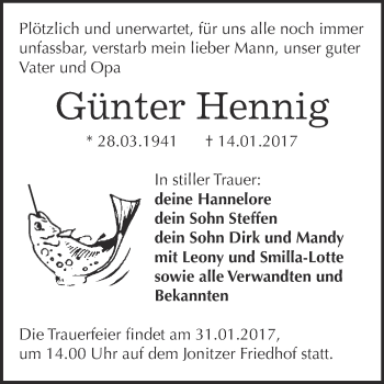 Traueranzeige von Günter Hennig von WVG - Wochenspiegel Dessau / Köthen