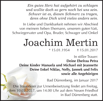 Traueranzeige von Joachim Mertin von Mitteldeutsche Zeitung Merseburg/Querfurt