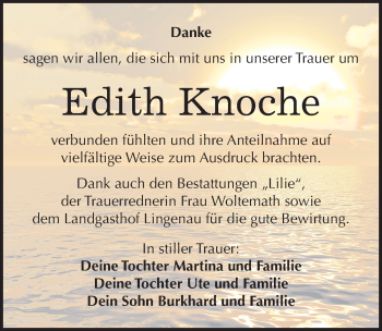 Traueranzeige von Edith Knoche von Mitteldeutsche Zeitung Dessau-Roßlau