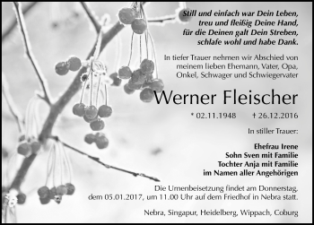 Traueranzeige von Werner Fleischer von Mitteldeutsche Zeitung Naumburg/Nebra