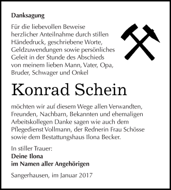 Traueranzeige von Konrad Schein von WVG - Wochenspiegel SGH