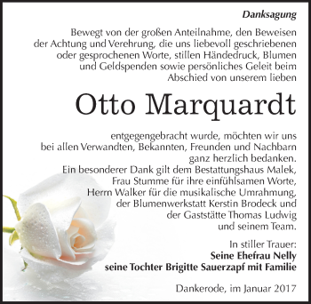 Traueranzeige von Otto Marquardt von Mitteldeutsche Zeitung Quedlinburg