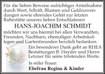 Traueranzeige von Hans-Joachim Schmidt von Mitteldeutsche Zeitung Halle/Saalkreis