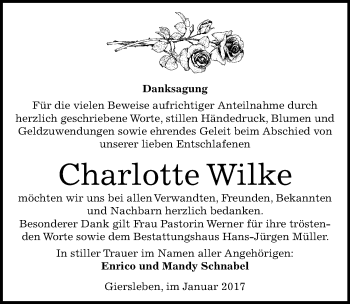 Traueranzeige von Charlotte Wilke von Mitteldeutsche Zeitung Aschersleben