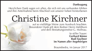 Traueranzeige von Christine Kirchner von WVG - Wochenspiegel Merseburg