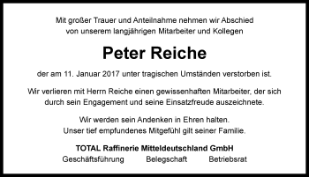 Traueranzeige von Peter Reiche von Mitteldeutsche Zeitung