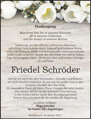 Traueranzeige von Friedel Schröder von Mitteldeutsche Zeitung Naumburg/Nebra