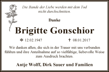 Traueranzeige von Brigitte Gonschior von Super Sonntag Wittenberg