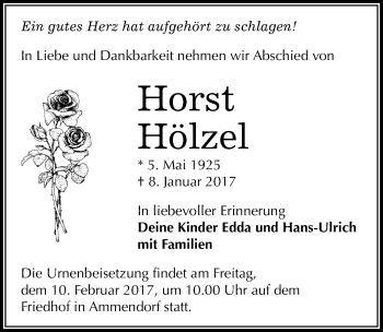 Traueranzeige von Horst Hölzel von Mitteldeutsche Zeitung Halle/Saalkreis