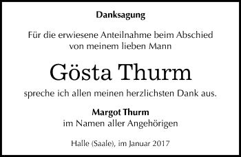 Traueranzeige von Gösta Thurm von Mitteldeutsche Zeitung Halle/Saalkreis