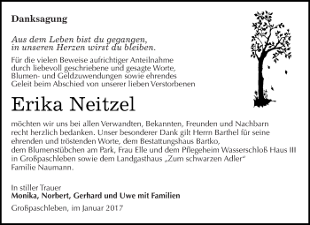 Traueranzeige von Erika Neitzel von WVG - Wochenspiegel Dessau / Köthen