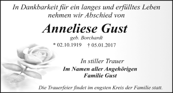 Traueranzeige von Anneliese Gust von Mitteldeutsche Zeitung Dessau-Roßlau