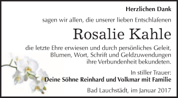 Traueranzeige von Rosalie Kahle von WVG - Wochenspiegel Merseburg