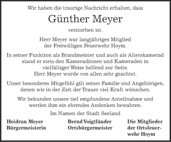 Traueranzeige von Günther Meyer von Super Sonntag Aschersleben